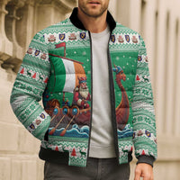 Ireland Viking Santa Christmas Bomber Puffer Jacket Funny Reindeer Norse Xmas - Wonder Print Shop