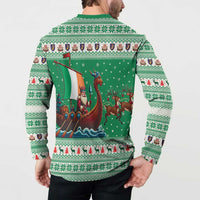Ireland Viking Santa Christmas Button Sweatshirt Funny Reindeer Norse Xmas - Wonder Print Shop