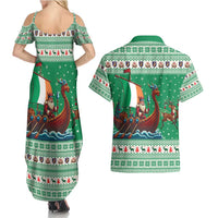 Ireland Viking Santa Christmas Couples Matching Summer Maxi Dress and Hawaiian Shirt Funny Reindeer Norse Xmas - Wonder Print Shop