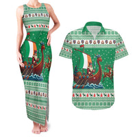 Ireland Viking Santa Christmas Couples Matching Tank Maxi Dress and Hawaiian Shirt Funny Reindeer Norse Xmas - Wonder Print Shop