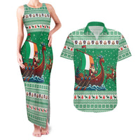Ireland Viking Santa Christmas Couples Matching Tank Maxi Dress and Hawaiian Shirt Funny Reindeer Norse Xmas - Wonder Print Shop