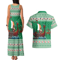 Ireland Viking Santa Christmas Couples Matching Tank Maxi Dress and Hawaiian Shirt Funny Reindeer Norse Xmas - Wonder Print Shop