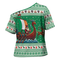 Ireland Viking Santa Christmas Cross Shoulder Shirt Funny Reindeer Norse Xmas - Wonder Print Shop