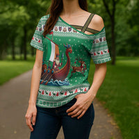 Ireland Viking Santa Christmas Cross Shoulder Shirt Funny Reindeer Norse Xmas - Wonder Print Shop