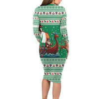 Ireland Viking Santa Christmas Family Matching Long Sleeve Bodycon Dress and Hawaiian Shirt Funny Reindeer Norse Xmas - Wonder Print Shop