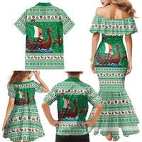 Ireland Viking Santa Christmas Family Matching Mermaid Dress and Hawaiian Shirt Funny Reindeer Norse Xmas - Wonder Print Shop