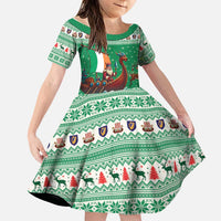 Ireland Viking Santa Christmas Family Matching Off Shoulder Maxi Dress and Hawaiian Shirt Funny Reindeer Norse Xmas - Wonder Print Shop