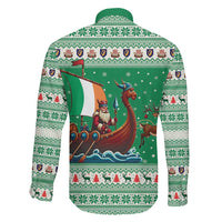 Ireland Viking Santa Christmas Family Matching Off Shoulder Maxi Dress and Hawaiian Shirt Funny Reindeer Norse Xmas - Wonder Print Shop