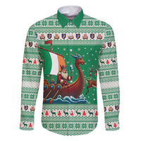 Ireland Viking Santa Christmas Family Matching Off Shoulder Short Dress and Hawaiian Shirt Funny Reindeer Norse Xmas - Wonder Print Shop