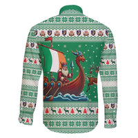 Ireland Viking Santa Christmas Family Matching Off Shoulder Short Dress and Hawaiian Shirt Funny Reindeer Norse Xmas - Wonder Print Shop