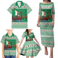 Ireland Viking Santa Christmas Family Matching Puletasi and Hawaiian Shirt Funny Reindeer Norse Xmas - Wonder Print Shop