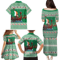 Ireland Viking Santa Christmas Family Matching Puletasi and Hawaiian Shirt Funny Reindeer Norse Xmas - Wonder Print Shop