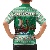 Ireland Viking Santa Christmas Family Matching Short Sleeve Bodycon Dress and Hawaiian Shirt Funny Reindeer Norse Xmas - Wonder Print Shop