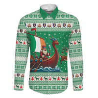 Ireland Viking Santa Christmas Family Matching Short Sleeve Bodycon Dress and Hawaiian Shirt Funny Reindeer Norse Xmas - Wonder Print Shop