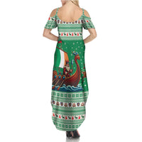 Ireland Viking Santa Christmas Family Matching Summer Maxi Dress and Hawaiian Shirt Funny Reindeer Norse Xmas - Wonder Print Shop