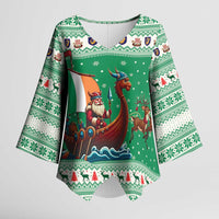 Ireland Viking Santa Christmas Kimono Sleeve Blouse Funny Reindeer Norse Xmas - Wonder Print Shop