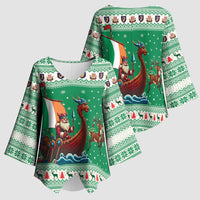 Ireland Viking Santa Christmas Kimono Sleeve Blouse Funny Reindeer Norse Xmas - Wonder Print Shop