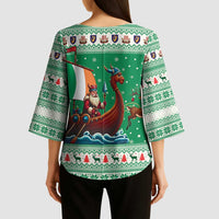 Ireland Viking Santa Christmas Kimono Sleeve Blouse Funny Reindeer Norse Xmas - Wonder Print Shop