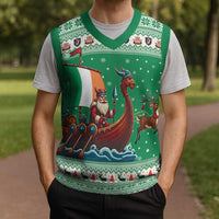 Ireland Viking Santa Christmas Knitted V-Neck Vest Funny Reindeer Norse Xmas - Wonder Print Shop