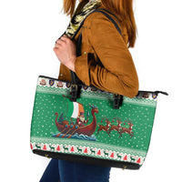Ireland Viking Santa Christmas Leather Tote Bag Funny Reindeer Norse Xmas - Wonder Print Shop
