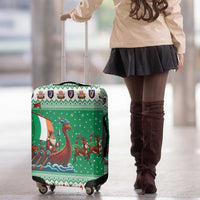 Ireland Viking Santa Christmas Luggage Cover Funny Reindeer Norse Xmas - Wonder Print Shop