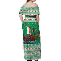 Ireland Viking Santa Christmas Off Shoulder Maxi Dress Funny Reindeer Norse Xmas - Wonder Print Shop
