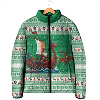 Ireland Viking Santa Christmas Padded Jacket Funny Reindeer Norse Xmas - Wonder Print Shop