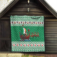 Ireland Viking Santa Christmas Quilt Funny Reindeer Norse Xmas - Wonder Print Shop