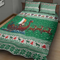 Ireland Viking Santa Christmas Quilt Bed Set Funny Reindeer Norse Xmas - Wonder Print Shop