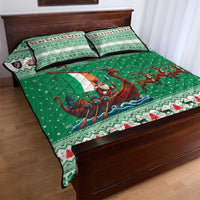 Ireland Viking Santa Christmas Quilt Bed Set Funny Reindeer Norse Xmas - Wonder Print Shop