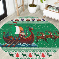 Ireland Viking Santa Christmas Round Carpet Funny Reindeer Norse Xmas - Wonder Print Shop