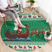 Ireland Viking Santa Christmas Round Carpet Funny Reindeer Norse Xmas - Wonder Print Shop