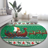 Ireland Viking Santa Christmas Round Carpet Funny Reindeer Norse Xmas - Wonder Print Shop