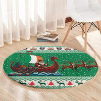 Ireland Viking Santa Christmas Round Carpet Funny Reindeer Norse Xmas - Wonder Print Shop