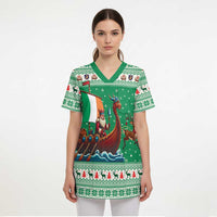 Ireland Viking Santa Christmas Scrub Top Funny Reindeer Norse Xmas - Wonder Print Shop