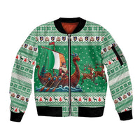 Ireland Viking Santa Christmas Sleeve Zip Bomber Jacket Funny Reindeer Norse Xmas - Wonder Print Shop
