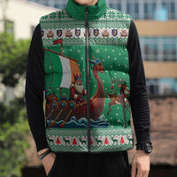 Ireland Viking Santa Christmas Sleeveless Puffer Jacket Funny Reindeer Norse Xmas - Wonder Print Shop
