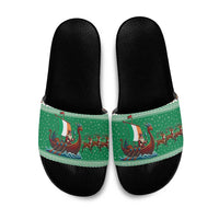 Ireland Viking Santa Christmas Slide Sandals Funny Reindeer Norse Xmas - Wonder Print Shop