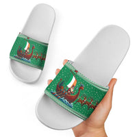 Ireland Viking Santa Christmas Slide Sandals Funny Reindeer Norse Xmas - Wonder Print Shop