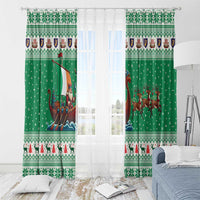Ireland Viking Santa Christmas Window Curtain Funny Reindeer Norse Xmas - Wonder Print Shop