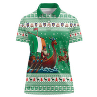 Ireland Viking Santa Christmas Women Polo Shirt Funny Reindeer Norse Xmas - Wonder Print Shop