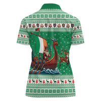 Ireland Viking Santa Christmas Women Polo Shirt Funny Reindeer Norse Xmas - Wonder Print Shop