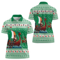 Ireland Viking Santa Christmas Women Polo Shirt Funny Reindeer Norse Xmas - Wonder Print Shop