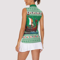 Ireland Viking Santa Christmas Women Sleeveless Polo Shirt Funny Reindeer Norse Xmas - Wonder Print Shop