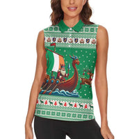 Ireland Viking Santa Christmas Women Sleeveless Polo Shirt Funny Reindeer Norse Xmas - Wonder Print Shop