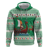 Ireland Viking Santa Christmas Zip Hoodie Funny Reindeer Norse Xmas - Wonder Print Shop