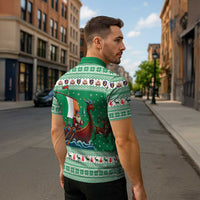 Ireland Viking Santa Christmas Zipper Polo Shirt Funny Reindeer Norse Xmas - Wonder Print Shop