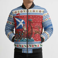 Scotland Viking Santa Christmas Bomber Puffer Jacket Funny Reindeer Norse Xmas - Wonder Print Shop