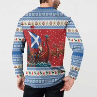 Scotland Viking Santa Christmas Button Sweatshirt Funny Reindeer Norse Xmas - Wonder Print Shop