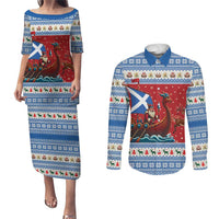 Scotland Viking Santa Christmas Couples Matching Puletasi and Long Sleeve Button Shirt Funny Reindeer Norse Xmas - Wonder Print Shop
